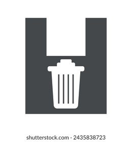Garbage bin logo Logo combine with letter H vector template