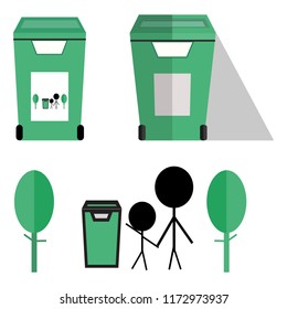 garbage bin on white background And the story shows the cleanliness.