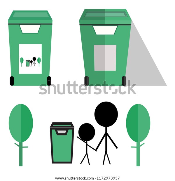 garbage bin on white background And the\
story shows the\
cleanliness.