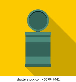 Garbage bin with opening lid icon. Flat illustration of garbage bin with opening lid vector icon for web on yellow background