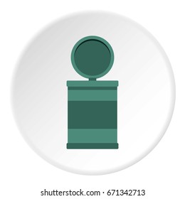 Garbage bin with opening lid icon in flat circle isolated vector illustration for web