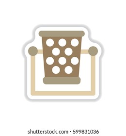 Garbage bin in paper sticker style