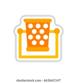 Garbage bin in paper sticker style