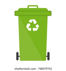 Garbage bin recycle icon green
