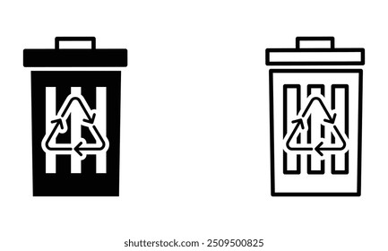 Mülleimer mit Recyclingsymbol-Vektor
