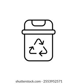 Garbage bin with recycling symbol. Waste separation and management. Sustainable living. Pixel perfect vector icon