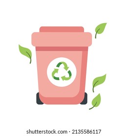 Garbage bin, sorting waste concept. Sustainable lifestyle, zero waste, ecological concept. Vector illustration in cartoon style. Recycling, waste management, ecology, sustainability.