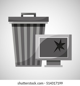 garbage bin technology broken vector illustration eps 10