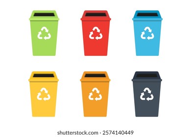 Garbage bin. Trash can vector set. Waste container sign. Recycle isolated set. Rubbish disposal bucket.