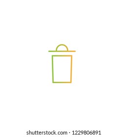 Garbage bin, trash can, wastebasket line icon. Clean, delete button. waste and recycle. paper basket.  Orange and green gradient  line pictogram isolated on white.