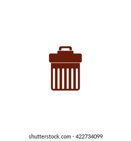 Garbage bin. Vector icon brown
