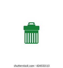 Garbage bin. Vector icon green