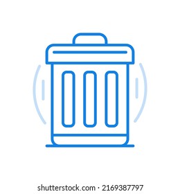 Garbage bin vector line icon. Trash bin for waste and recycling. Iron container with lid for environmental cleanup recycling. Safe disposal of waste materials while maintaining purity nature planet.