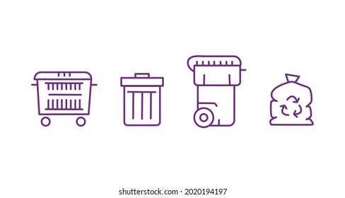 Plantilla de Ilustración Vector Clásico de Bins de Basura.