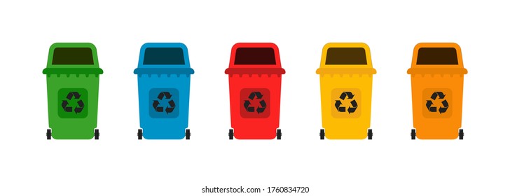 Garbage bins flat icon. Recycle rubbish concept. Vector illustration