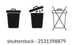 Garbage bins icon set .l trash can with waste icon. do not throw Waste in the container. Vector illustration.	