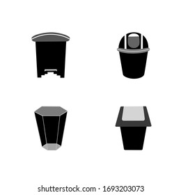 Garbage bins set on white background. Silhouette vector design.illustration vector style.