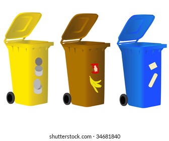 Garbage bins for sorting waste