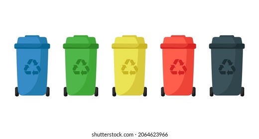 Garbage bins for sorting waste isolated on white background. Vector illustration