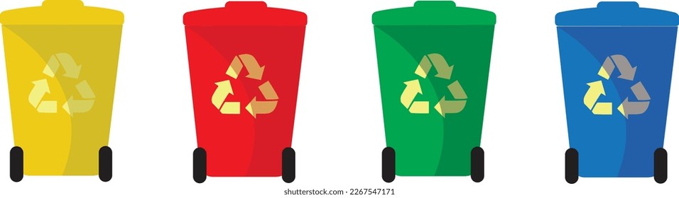 Garbage bins for sorting waste isolated on white background. Vector illustration
