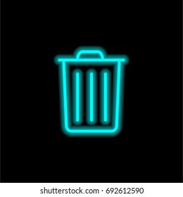 Garbage blue glowing neon ui ux icon. Glowing sign logo vector
