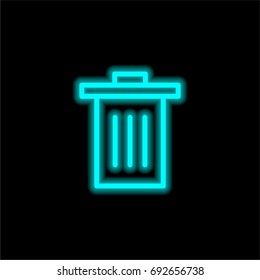 Garbage blue glowing neon ui ux icon. Glowing sign logo vector