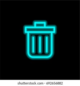 Garbage blue glowing neon ui ux icon. Glowing sign logo vector