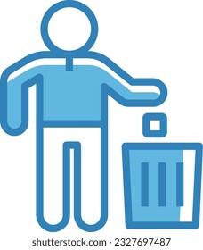 Garbage Blue Icon - Single Icon, Vector 