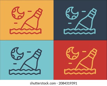 Garbage Bottle In Water Logo Template, Simple Flat Icon of plastic,trash,water