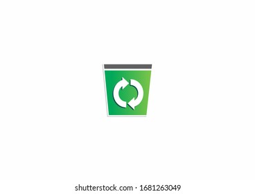 garbage bucket symbol vector graphic illustration. Can be used for recycle logo design