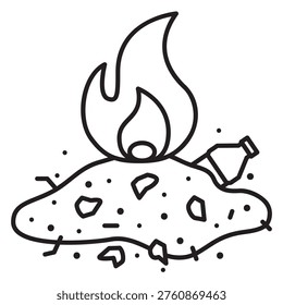 Garbage burning icon that pollutes the environment
