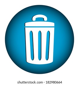 Garbage button on white background.