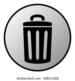 Garbage button on white background. Vector illustration.