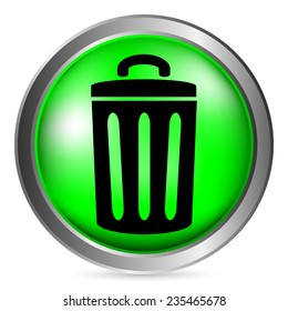 Garbage button on white background. Vector illustration.