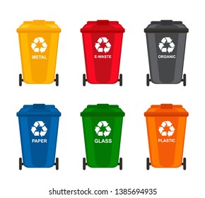 Garbage Can Garbage Cans Sorting Waste Stock Vector (Royalty Free ...