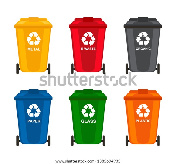 Garbage Can Garbage Cans Sorting Waste Stock Vector (Royalty Free ...