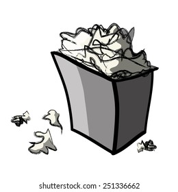 Garbage can cartoon. Children's sketch. Color image.