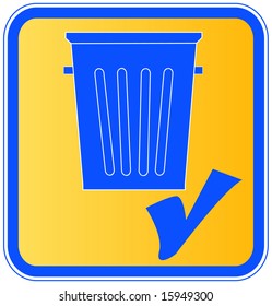 garbage can with a check mark - put in garbage icon