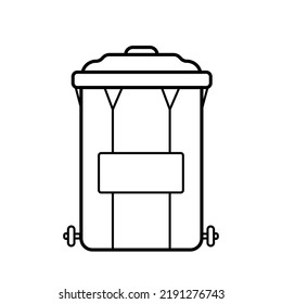 Garbage can and container, vector illustration garbage sorting tank. Outline sketch, isolated on white.