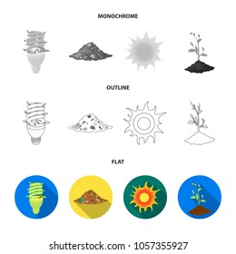 A garbage can, a diseased tree, a wind turbine, a key to a bio car.Bio and ecology set collection icons in flat,outline,monochrome style vector symbol stock illustration web.
