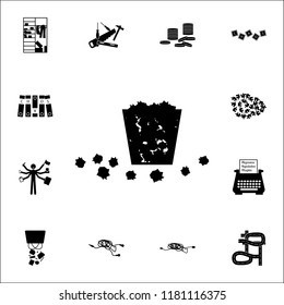 Garbage can is full. Trash is fallen on the ground icon. chaos icons universal set for web and mobile