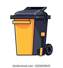 Garbage can full with wheels icon isolated