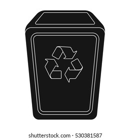 Garbage can icon in black style isolated on white background. Trash and garbage symbol stock vector illustration.