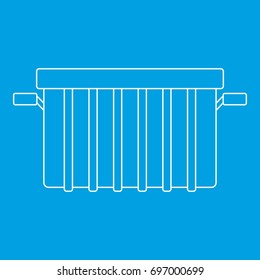 Garbage can icon blue outline style isolated vector illustration. Thin line sign