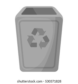 Garbage can icon in cartoon style isolated on white background. Trash and garbage symbol vector illustration.