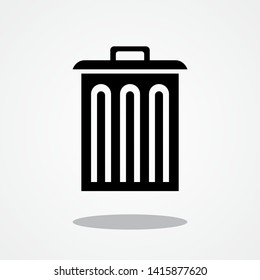 Garbage Can Icon with Gray Shadow
