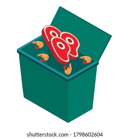 Garbage can icon. Isometric illustration of garbage can vector icon for web