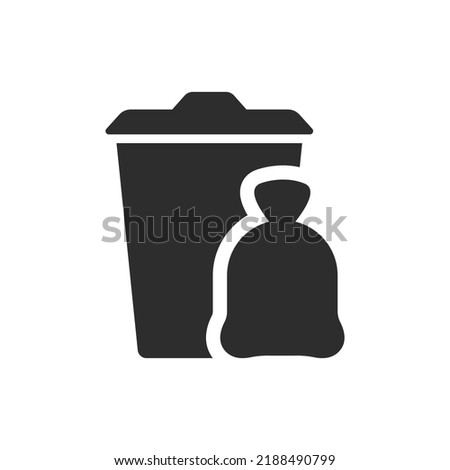Garbage can icon. Monochrome symbol. Vector illustration