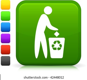 Garbage Can icon on square internet button  Six color options included.