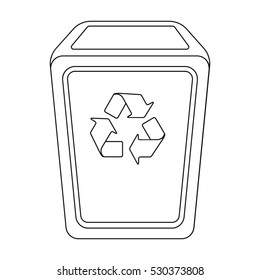 Garbage can icon in outline style isolated on white background. Trash and garbage symbol stock vector illustration.
